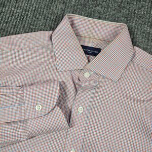 Proper Cloth Shirt Mens Small Orange Blue Check Non-Iron Long Sleeve Button Up